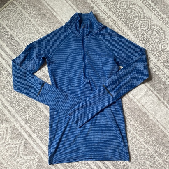 Lululemon Run: Swiftly Tech 1/2 Zip in Tonka Stripe Heathered Blue Rugged Blue - Picture 5 of 14